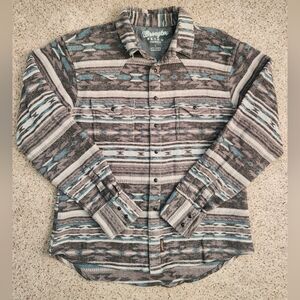 Wrangler Retro Aztec Button-Up Shirt - Gray & Teal